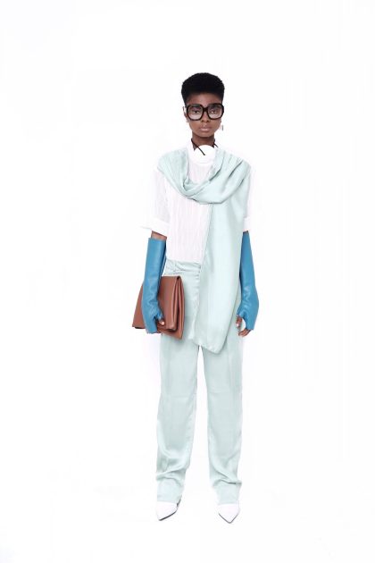 Mint Green Scarfed Shirt