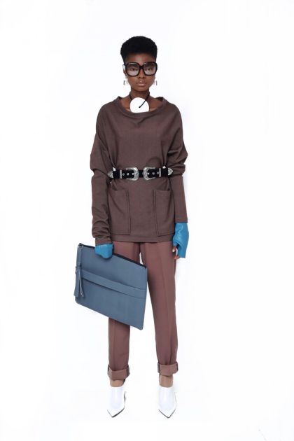 Brown Low Shoulder Knit Wears